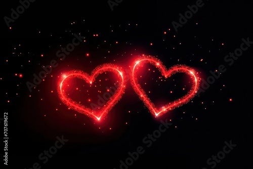 two red hearts in a dark background