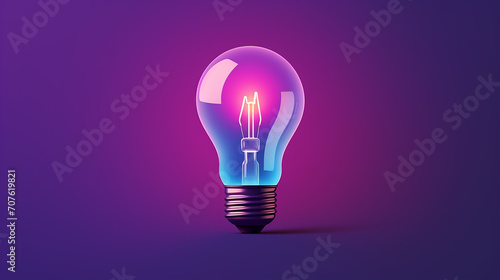 A classic Edison bulb on blue and purple gradient background symbolizing blend of traditional ideas photo