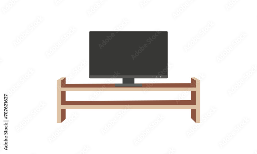 illustration of computer lcd monitor on wooden Table Isolated on White Background illustration of computer lcd monitor on wooden Table Isolated on White Background