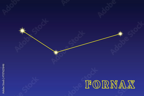 Constellation Fornax. The constellation Furnace. Illustration of the constellation Fornax. The dim constellation of the southern hemisphere of the sky. Contains 57 stars photo