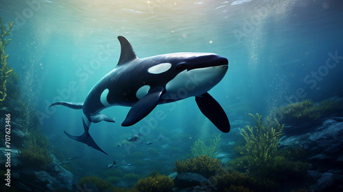 Orca, the killer of whales under the water 