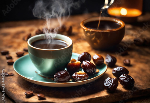 Cup of coffee with dates