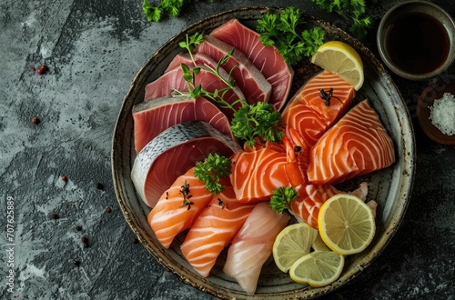 Assorted Fresh Sashimi Plate - Tuna, Salmon, and Seafood Delicacies