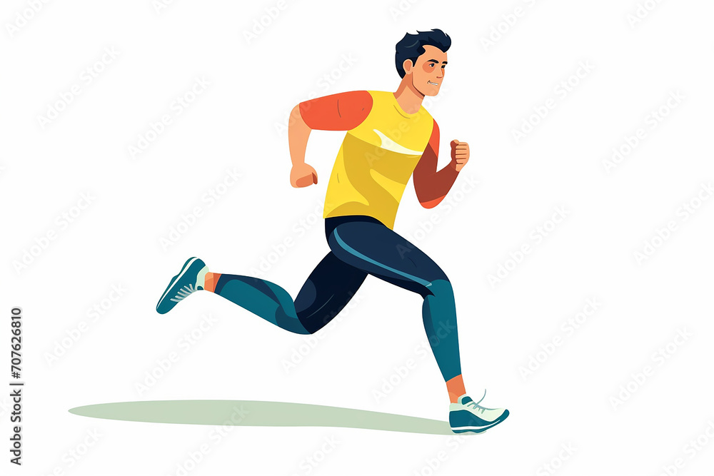 The person running in the park. Flat graphic vector illustration isolated on a white background.