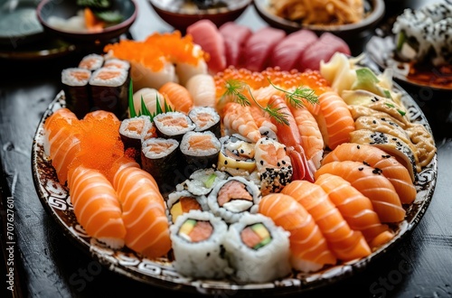 Luxurious Sushi Platter - Diverse Assortment with Nigiri, Rolls, and Sashimi