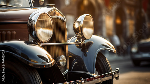 Antique car on white, close-up of details © Graphicgrow