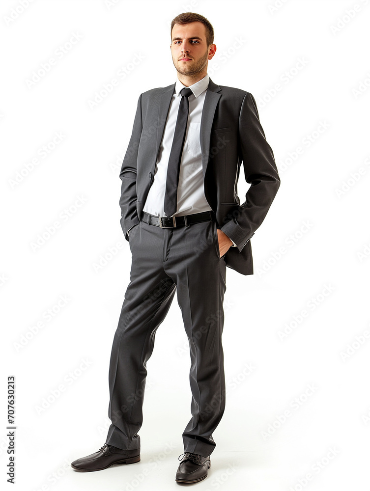Confident Young Corporate Worker Standing in front of Isolated White Background Confident Young Corporate Worker Standing in front of Isolated White Background