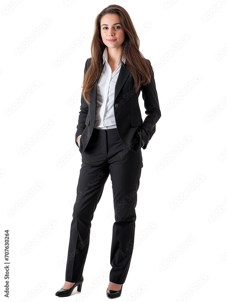 Confident Young Female Corporate Worker Standing in front of Isolated White Background Confident Young Female Corporate Worker Standing in front of Isolated White Background