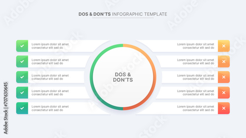 Circle Round Dos and Don'ts, Pros and Cons, VS, Versus Comparison Infographic Design Template photo