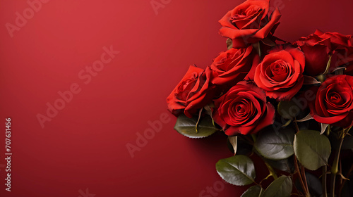Red rose bouquet on a red background 