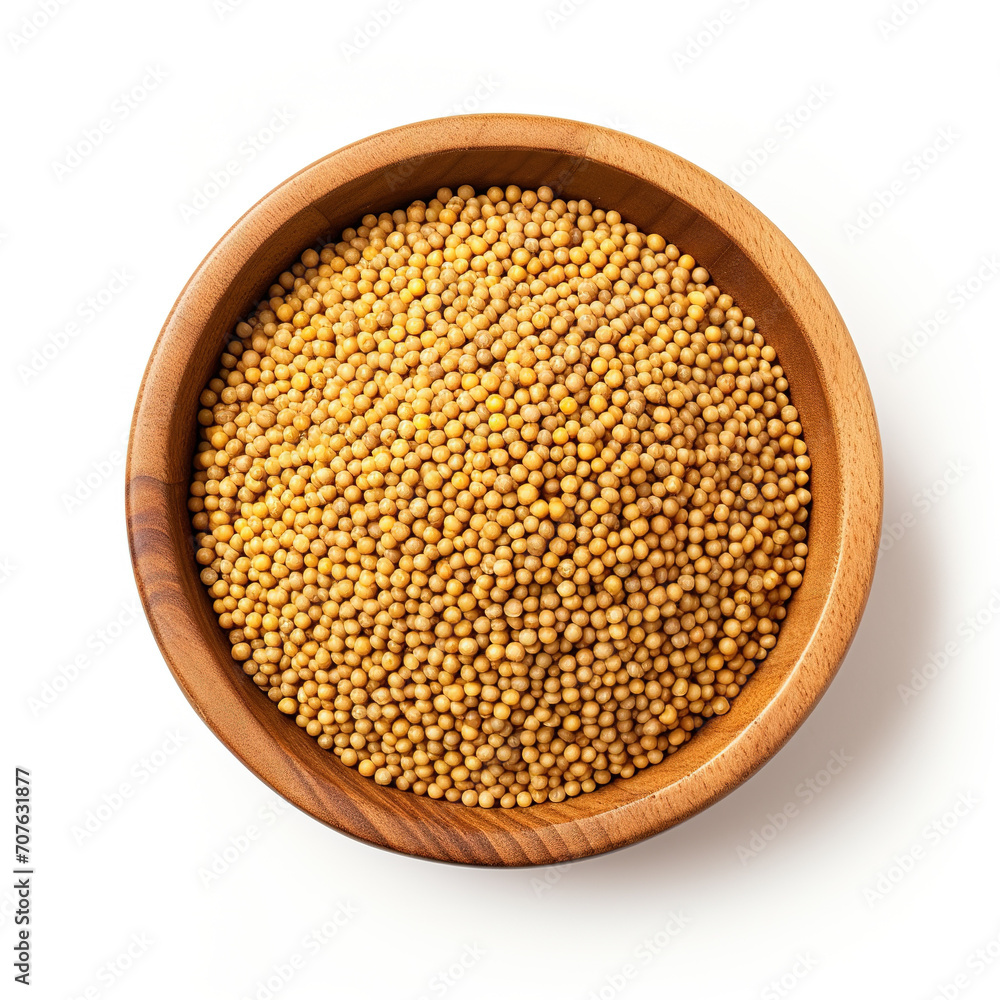 Pearl Millet (Bajra) in a Wooden Bowl on White Background Pearl Millet (Bajra) in a Wooden Bowl on White Background