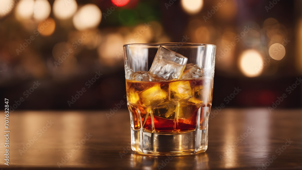 Background with Single alcoholic drink glass at the festive reception on white background