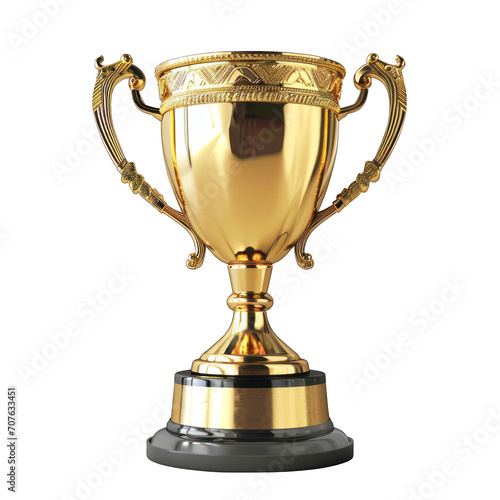 Golden Trophy of Success and Achievement Isolated on Transparent or White Background, PNG