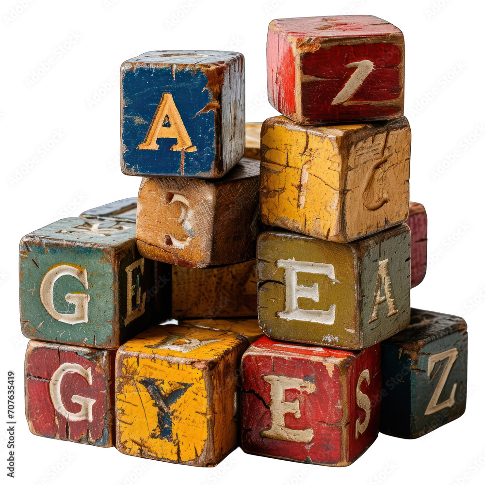 Φωτογραφία Alphabet Blocks Isolated on Transparent or White Background, PNG