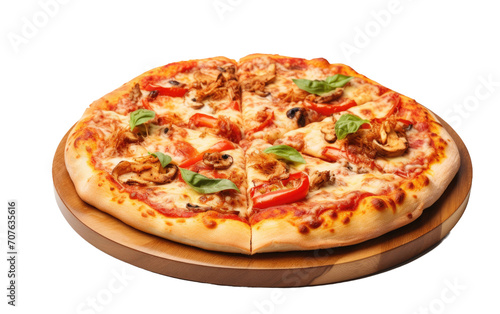 Pizza, a Tropical Fusion with the Sweetness of Pineapple and the Savory touch on White or PNG Transparent Background.