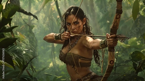 As the sound of rustling leaves and snapping twigs signals her approach, the Amazonian warrior readies her bow and gets ready to unleash her deadly ambush upon her unsuspecting Fantasy animatio photo
