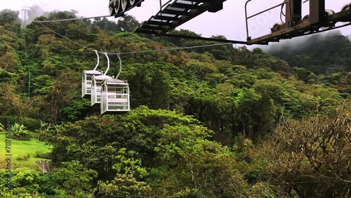 Cable car furnicular goes down mountain in Monteverde Costa Rica Cloud Forest photo