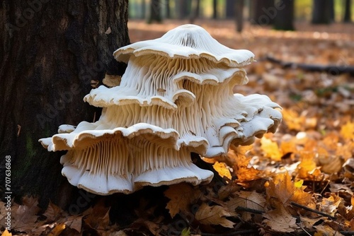 Polypore mushroom, commonly known as turkey's tail. Generative AI photo