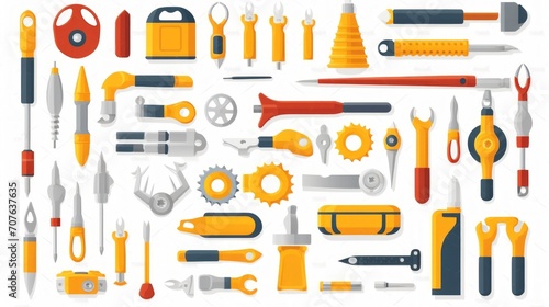 Set of icons  set of auto mechanic tools white background Generative AI