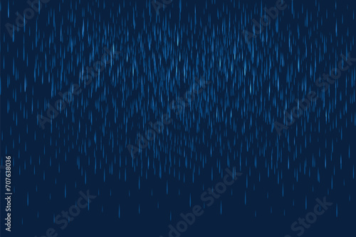 Rainfall water drops and cloudy sky. Falling rain drops, rainy weather dark blue background photo