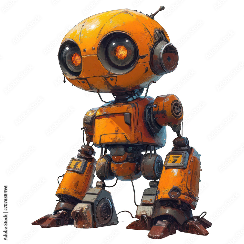 Cartoon Robot Technology Isolated on Transparent or White Background, PNG