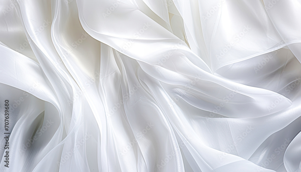 Fototapeta premium Smooth, Textured White Satin with Abstract Rippled Pattern