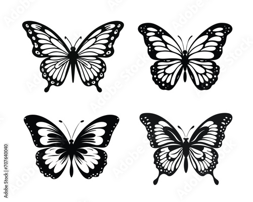 butterfly silhouette set. butterfly vector illustration. butterfly isolated vector on white background.