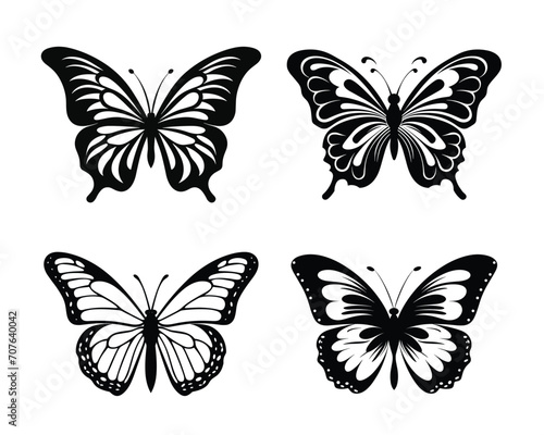 butterfly silhouette set. butterfly vector illustration. butterfly  isolated vector on white background. © Creative Designer