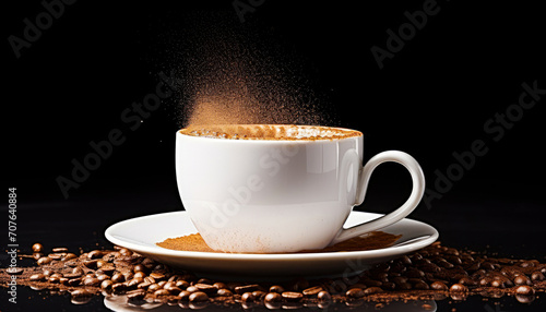 Hot Coffee Cup on Black Background
