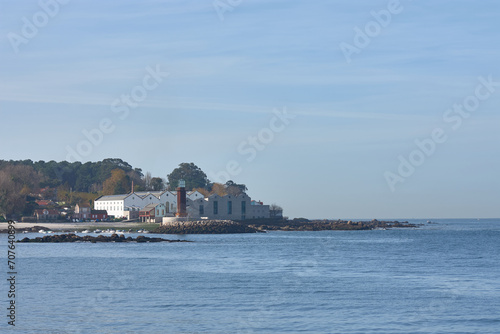 The Sea Museum in Vigo has a long pier where they have rebuilt the old lighthouse