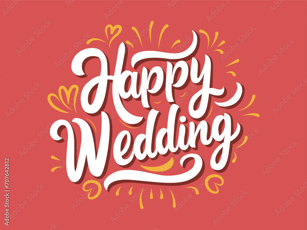 Fototapeta premium happy wedding-vector typography