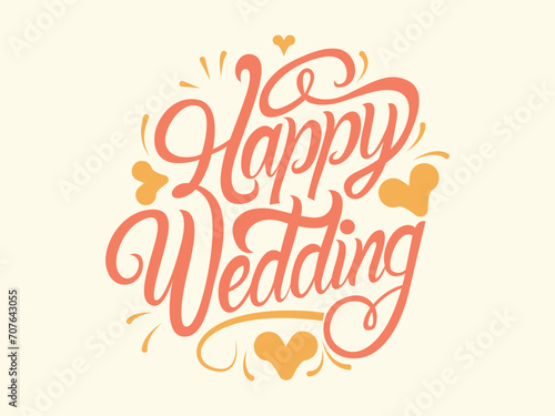 happy wedding-vector typography