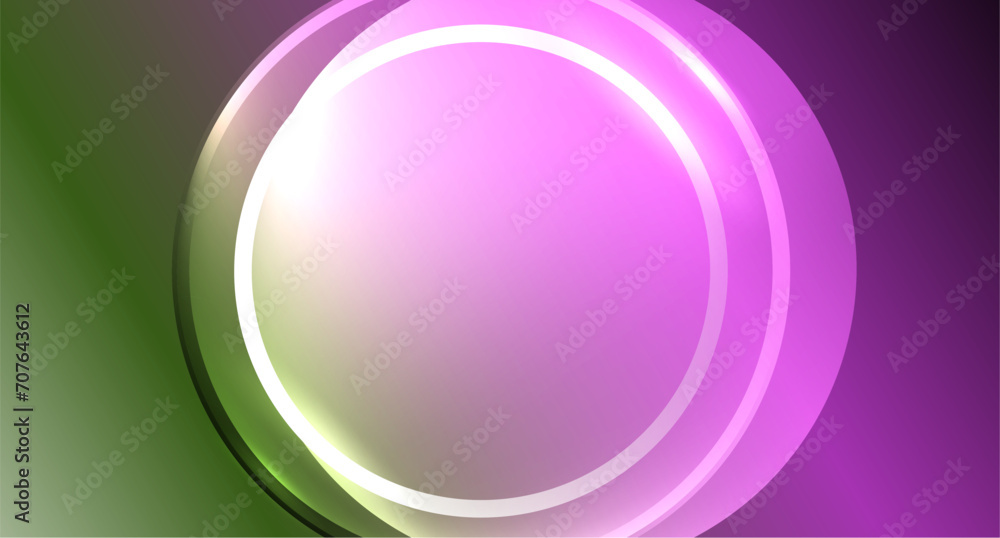 Obraz premium Neon glass circle copyspace for your text or product presentation geometric background. Vector illustration For Wallpaper, Banner, Background, Card, Book Illustration, landing page