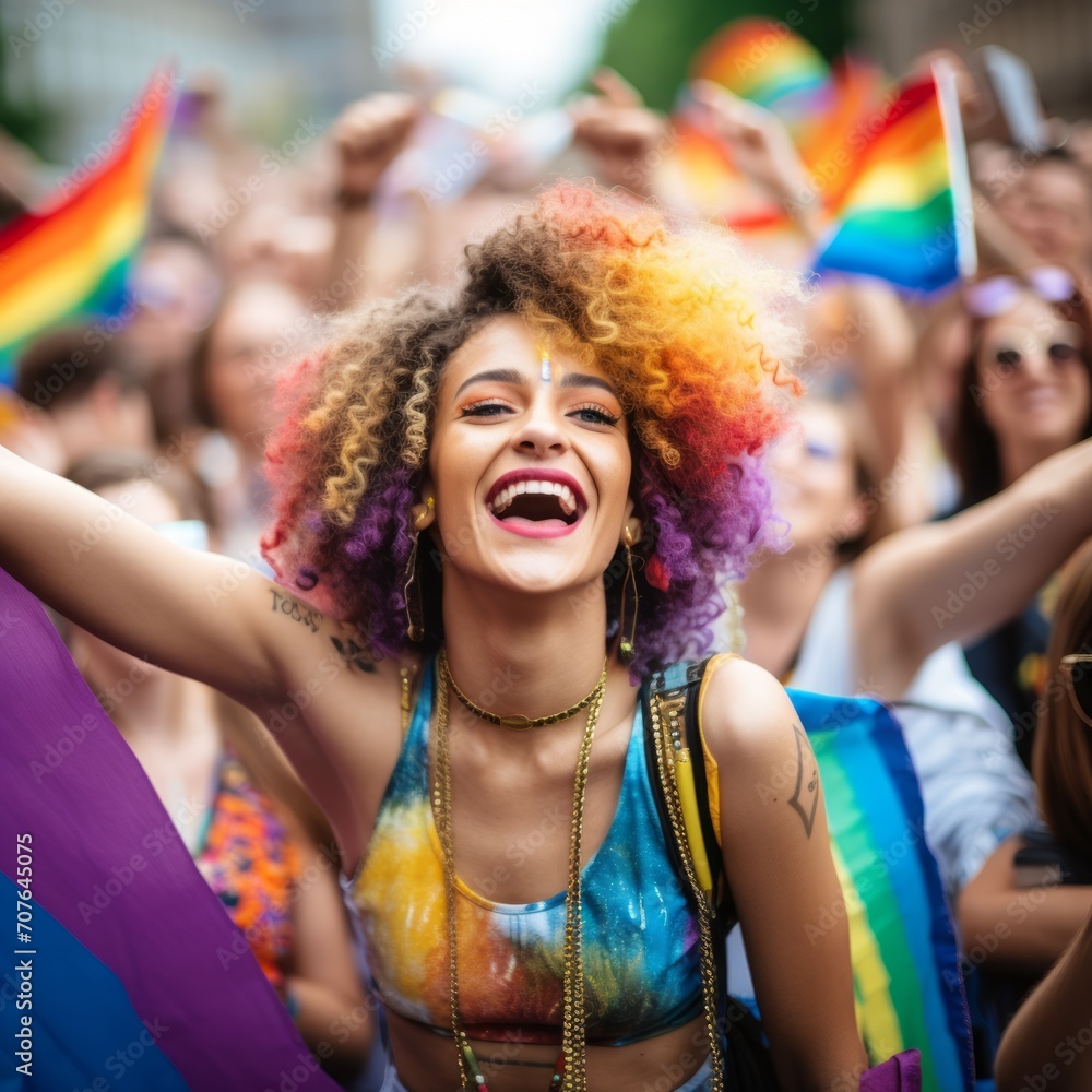 Stock image of LGBTQ pride events featuring diverse performances and cultural celebrations Generative AI