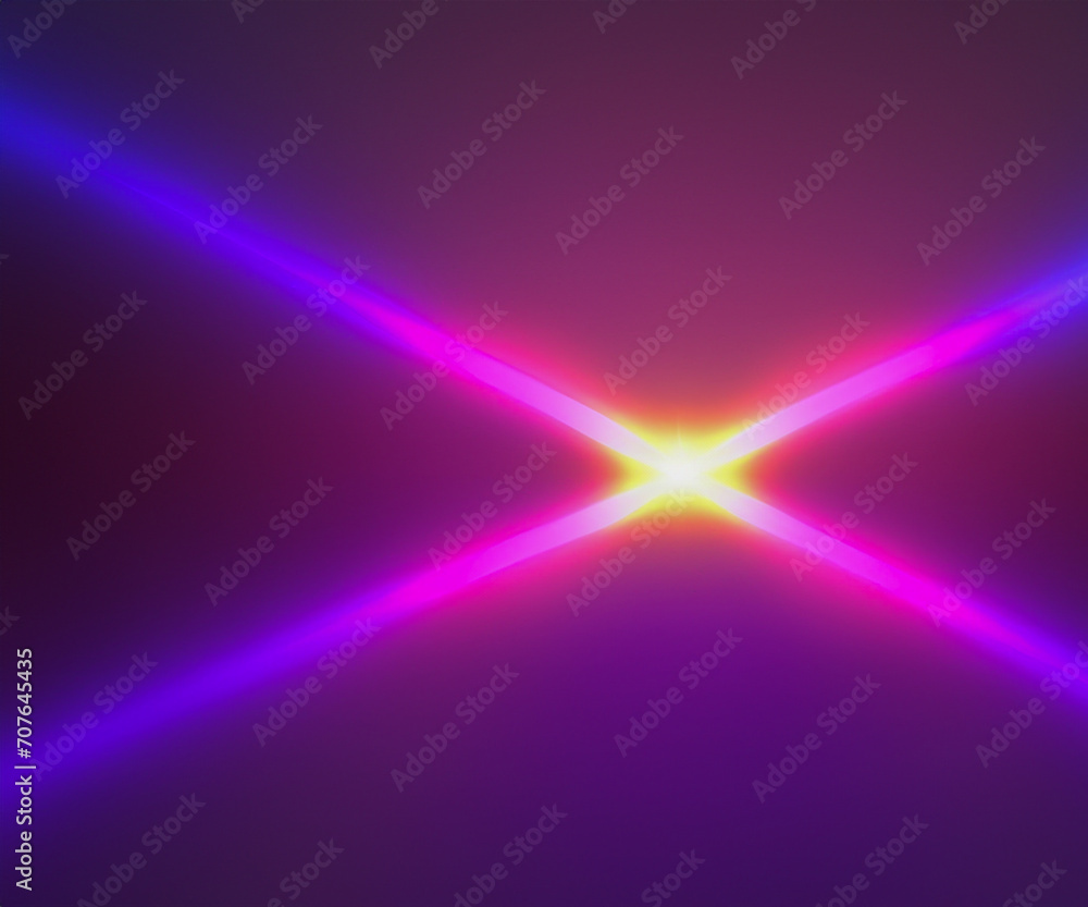 Iridescent sparkling glow. Led neon purple pink gold glowing. Refraction of rays through a prism Iridescent sparkling glow. Led neon purple pink gold glowing. Refraction of rays through a prism