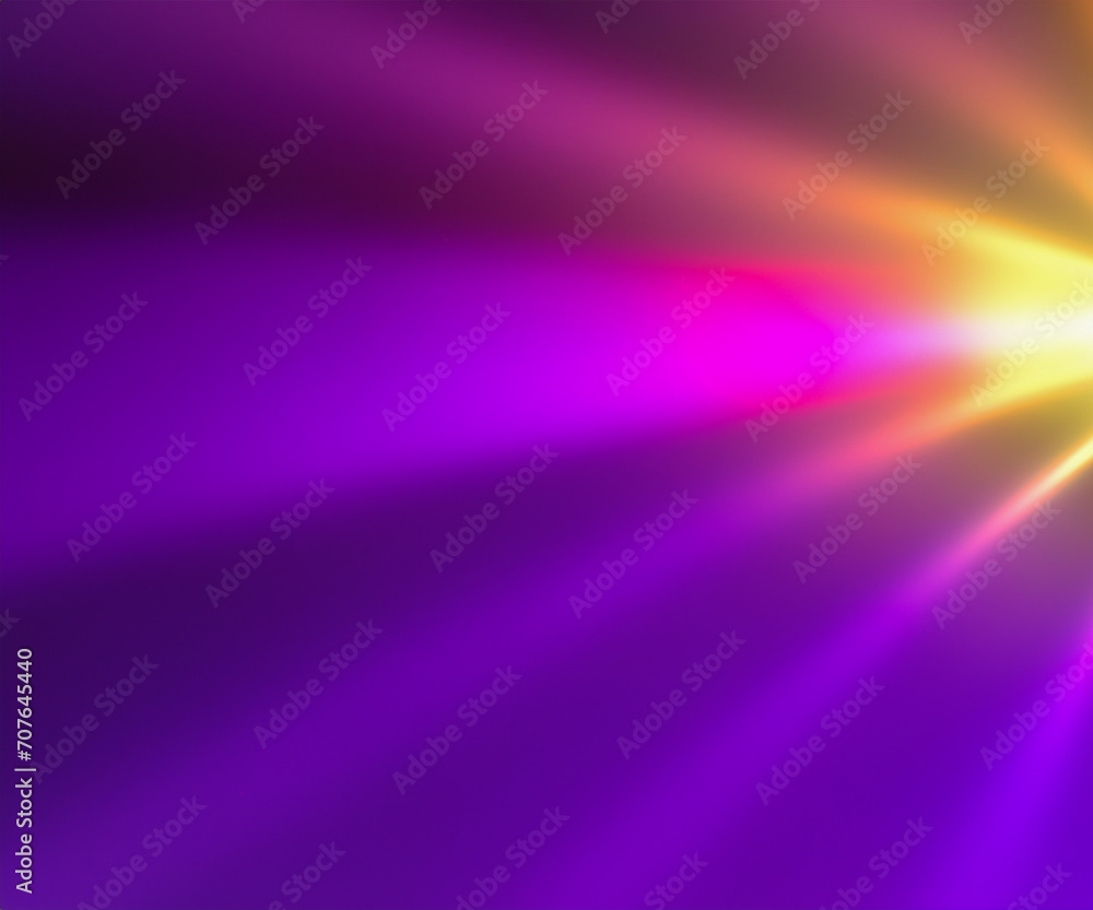 Iridescent sparkling glow. Led neon purple pink gold glowing. Refraction of rays through a prism