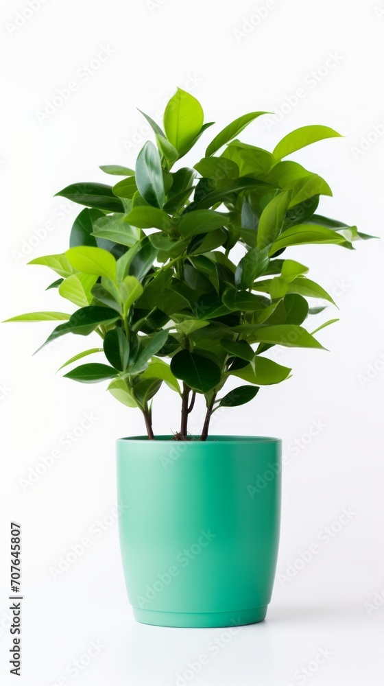 Stock image of a potted plant on a white background, natural and refreshing Generative AI