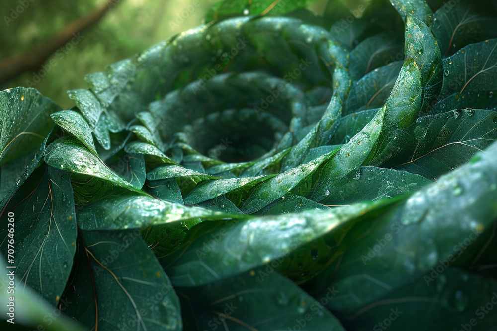 Obraz premium An artistic rendering of a digital vine, growing in a spiraling, algorithmically generated pattern.
