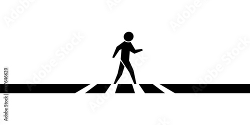 Crosswalk for safety people walking across the street road slow down pedestrian traffic icon flat vector design photo