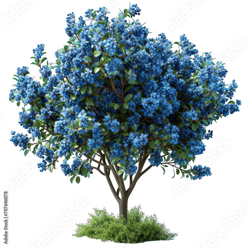 Blueberry Bush Isolated on Transparent or White Background  PNG