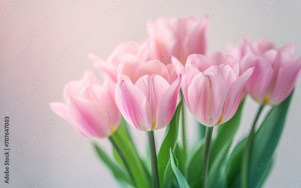 Pink tulips on a light pastel background Pink tulips on a light pastel background