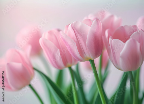 Pink tulips on a light pastel background