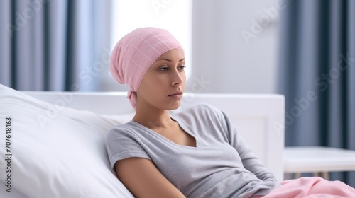 Female cancer patients on bed at hospital