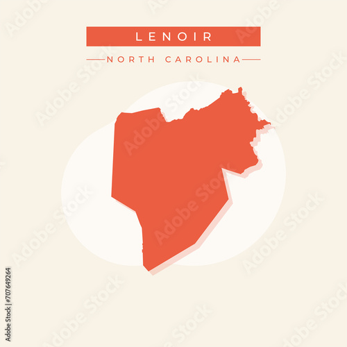 Vector illustration vector of Lenoir map North Carolina photo