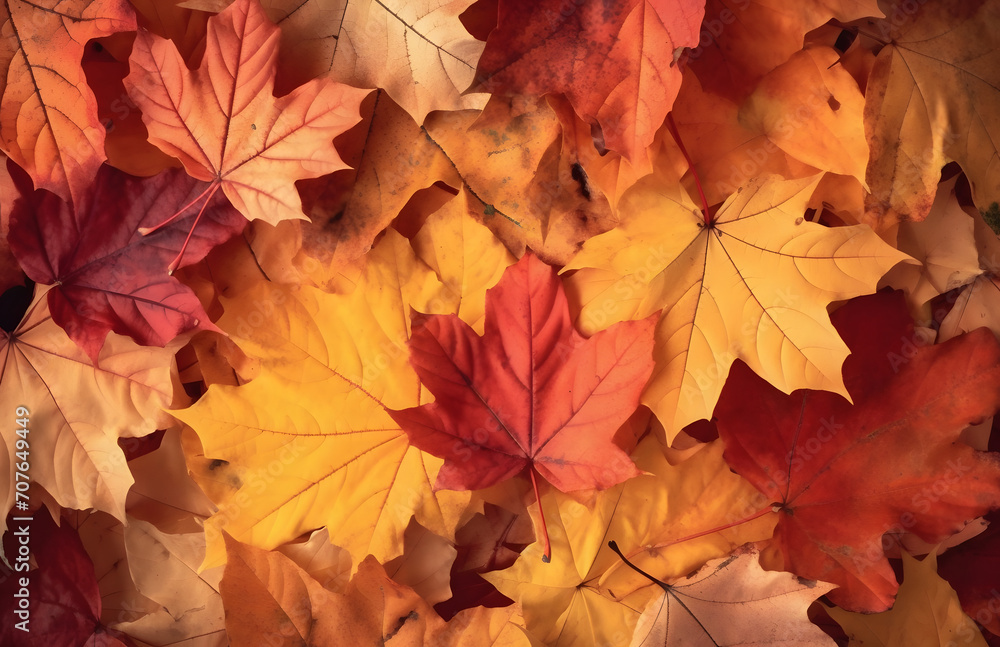 Autumn background of yellow and red maple leaves on the ground Autumn background of yellow and red maple leaves on the ground