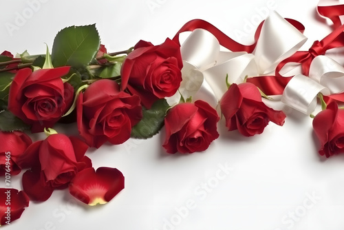 Bouquet of red rose flowers isolated on white background