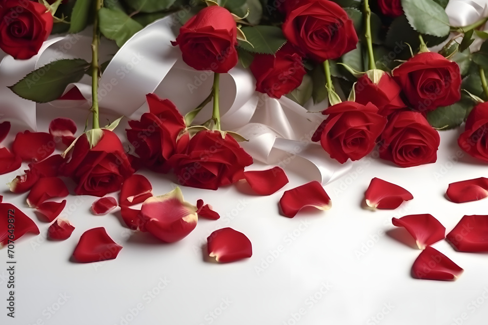 Bouquet of red rose flowers isolated on white background