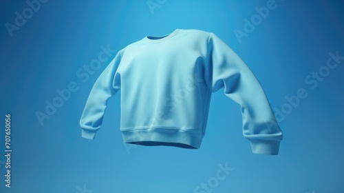 Clean blue sweater floating on a blue sky background  © GulArt