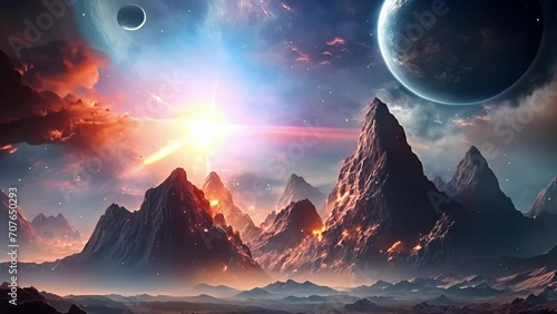 Embark on an otherworldly adventure with this ethereal space exploration video, where distant planets and celestial wonders unfold before your eyes. photo