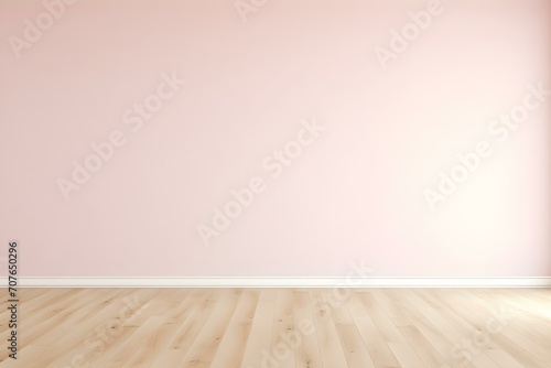 Empty Room with Pink Wall and Wooden Floor